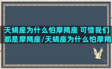 天蝎座为什么怕摩羯座 可惜我们都是摩羯座/天蝎座为什么怕摩羯座 可惜我们都是摩羯座-我的网站